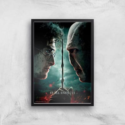 Harry Potter and the Deathly Hallows Part 2 Giclee Art Print - A4 - Black Frame