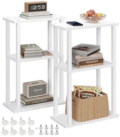 Smalle bijzettafel set van 2 met wielen voor woonkamer en slaapkamer