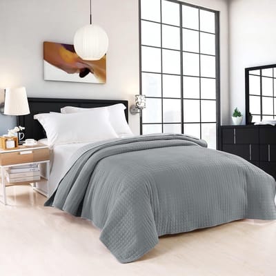 Famanu - Sprei 240x260 cm grijs, dekbedovertrek voor alle seizoenen, zacht polyester