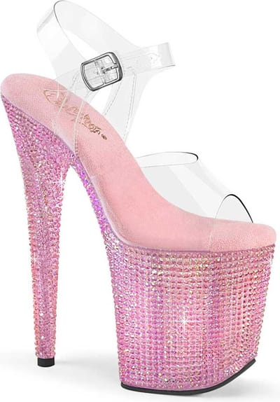 Pleaser - BEJEWELED808RRS Sandaal met enkelband, Paaldans schoenen - US 6 - 36 Shoes - Roze
