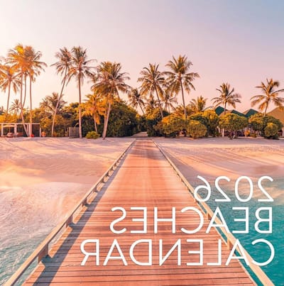 Stranden Kalender - Zeekalender - Jaar Overzicht - Rustige Strandfoto's - 12x12 Inch - Multicolor