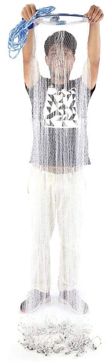 Dailygoods- Visnet Handmatig - Nylon Visnet - 2,4 m Uitbreiding - 8 m Koord - Hoogwaardige Kwaliteit - Gewicht 1933-2550 g - Handnet