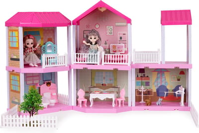 Poppenhuis - poppenhuis meubels - rose - met led