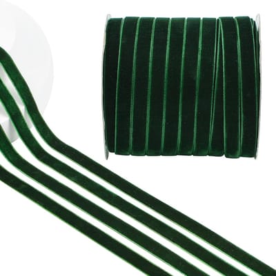 Donkergroen fluwelen lint - 50 meter enkelzijdig fluwelen lint voor bruiloft, bloemenboeket, kerstdecoratie