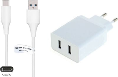 OneOne 2.4A lader met 2 poorten + 1,8m sterke USB C kabel. Oplader adapter past op Universeel Microsoft, LG, Lenovo, HTC, Honor, Samsung, Huawei, Motorola, Xiaomi, Kobo (Rakuten), Astell&Kern, Bose, Bryton, Mio
