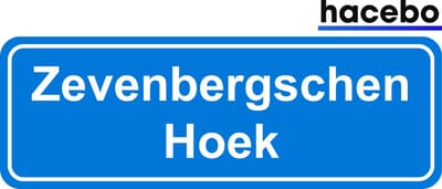 Hacebo - Plaatsnaam Sticker - 29x10 CM - Zevenbergschen Hoek sticker - Verkeersborden sticker - grappige cadeaus - Zevenbergschen Hoek