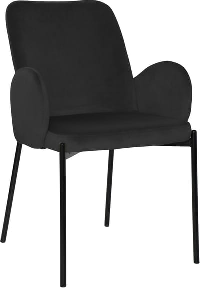 ExitoDesign GUSTO Serie - Eetkamerstoel - Zwarte Velvet - Met Armleuningen - Metalen Frame