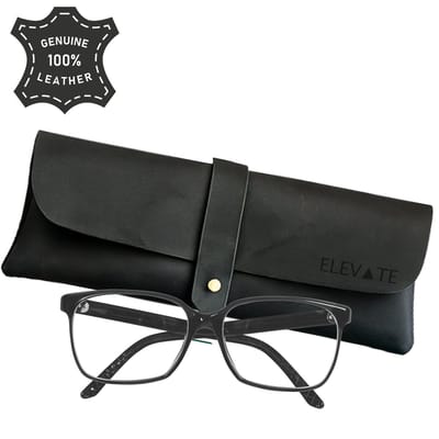 ELEVATE® Luxe Leren Brillenkoker – Zwart - 100% Echt Leer – Handmade Crazy Horse Etui – Unisex Zonnebril & Brillenhoes – Vintage Full-Grain – Meerdere Kleuren
