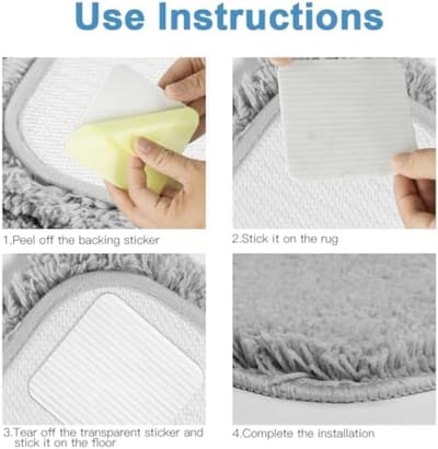 PolkaHome Antislip Tapijtmatjes - 4 stuks Vierkante Grijpers - Wasbaar en Herbruikbaar