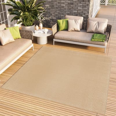 Tapiso Mono Square Vloerkleed Beige Laagpolig Vierkant Tapijt Maat- 160x160
