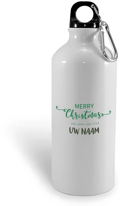 Hacebo® - Kerst merry christmas and happy new year met eigen naam waterfles - Kerstmis - Kerst beker - winter - kerst - christmas - kerst cadeau - water fles - 400ML