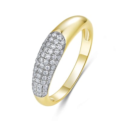 9NB-1694-50 - New Bling - Zilveren Ring met Zirkonia aan Voorzijde - Goudkleurig - Maat 50