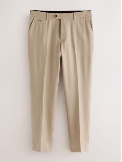Next - Heren - Slim Fit - Signature - 100% Wollen broek met Motion Flex-tailleband - Naturel