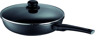 Stoofpan met deksel - Braadpan Kookpan - Langzaam Garen - Antiaanbaklaag Gietrand - 28 cm Diameter - Zwart