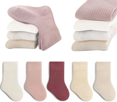 Katoenen enkelsokken, 5 paar kindersokken, zacht en elastisch, effen kleuren, voor jongens en meisjes.Roze tinten-S(6-12 maanden)