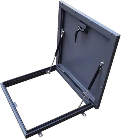 Dakluik Gegalvaniseerd Staal - Zolderluik Inspectieluik - Toegang tot Dak - Veiligheidsdeurslot - 50x50cm - Grijs