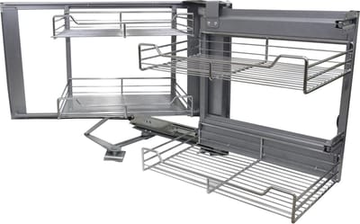 Uitschuiflades hoekunit - rvs - 90-100 cm - links