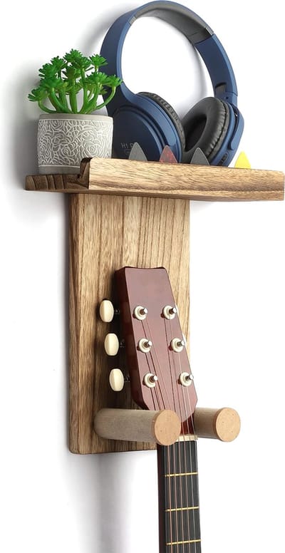 YONO Gitaar Muurbeugel met Plankje - Wandbeugel - Wandsteun Beugel - Muur Houder - Accessoires - Hout