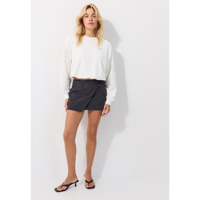 Stradivarius Cropped balloon-sweatshirt  Ecru XS