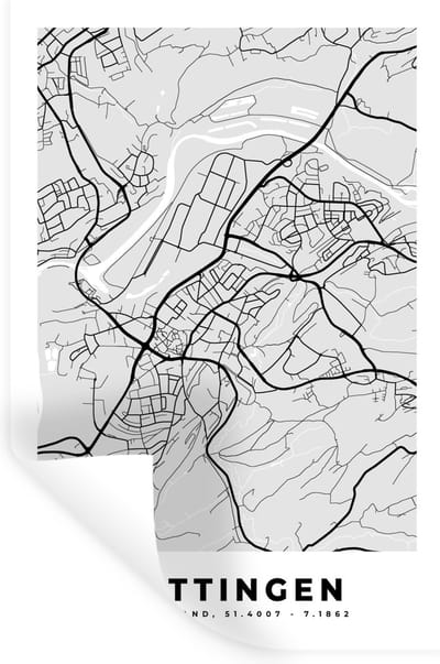 Muurstickers - Sticker Folie - Stadskaart - Hattingen - Plattegrond - Kaart - Duitsland - 20x30 cm - Plakfolie - Muurstickers Kinderkamer - Zelfklevend Behang - Zelfklevend behangpapier - Stickerfolie