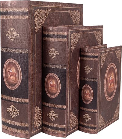 Clayre & Eef Opbergdoos Set van 3 Boeken 27/22/17 cm Bruin Hout
