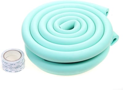 4 m U-Shape Hoekbescherming voor Tafel en Meubels, Extra Dikke Kindveilige Schuimkussen, Antiklap Bumper in Lichtgroen met Strepen