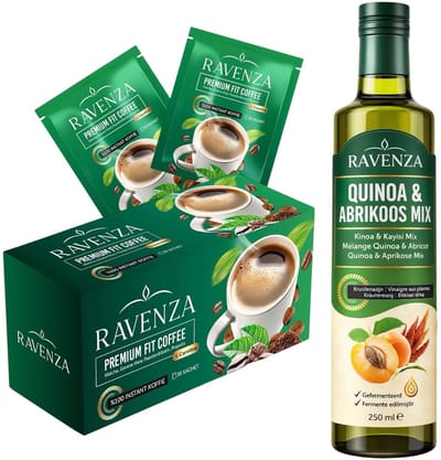 Ravenza Fit Coffee 30 Sachets & Quinoa Abrikoos Azijn 250 ml Set