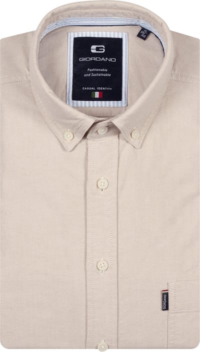 Giordano – Brando – Heren Overhemd – Button Down - Oxford Overhemd – oyster grey - 617052-81
