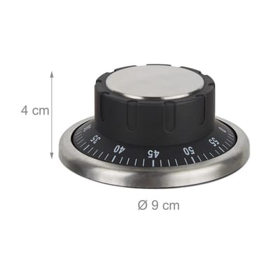 relaxdays kookwekker magnetisch - keukenwekker - analoge timer - keuken wekker - zilver zwart