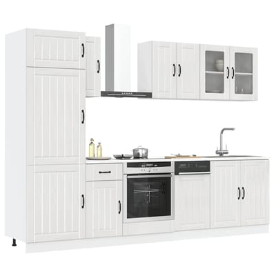 vidaXL - 8-delige - Keukenkastenset - Lucca - bewerkt - hout - glanzend - wit