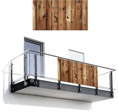 Balkonscherm 200x110 cm - Balkonposter Hout - Planken - Bruin - Balkon scherm decoratie - Balkonschermen - Balkondoek zonnescherm