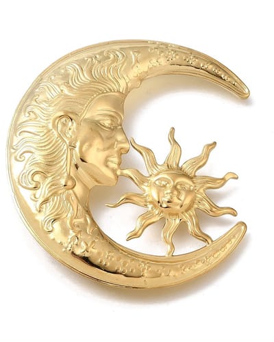 Pin - vintage stijl broche - maan en zon - goud - bohemian - kledingspeld - cadeau met betekenis - geschenk
