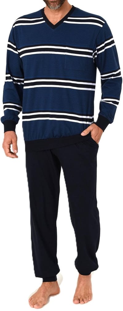 Normann heren pyjama lang met manchetten - pyjama met strepenlook - ook in grote maten