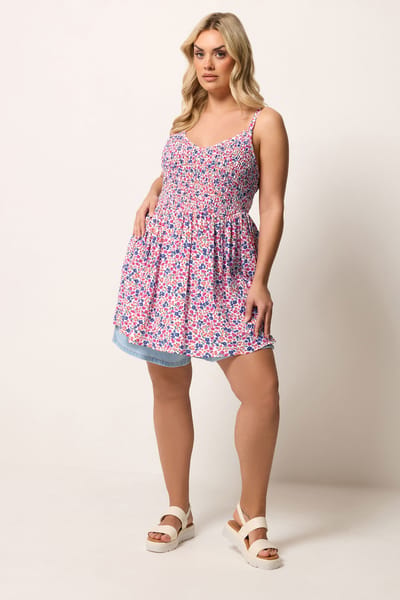 Yours Witte Camitop Met Kleine Bloemenprint En Plooitjes Size 42