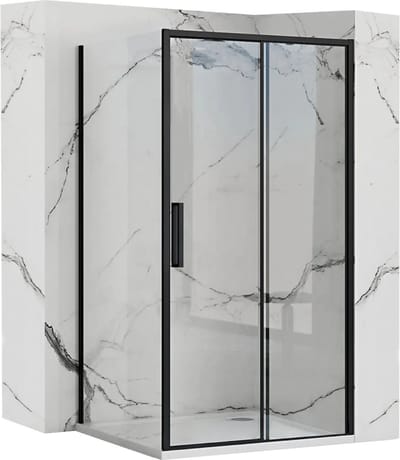 Rea Rapid Slide Black 130 X 80 - 195 cm - Douchecabine - Rechthoek - Zwart