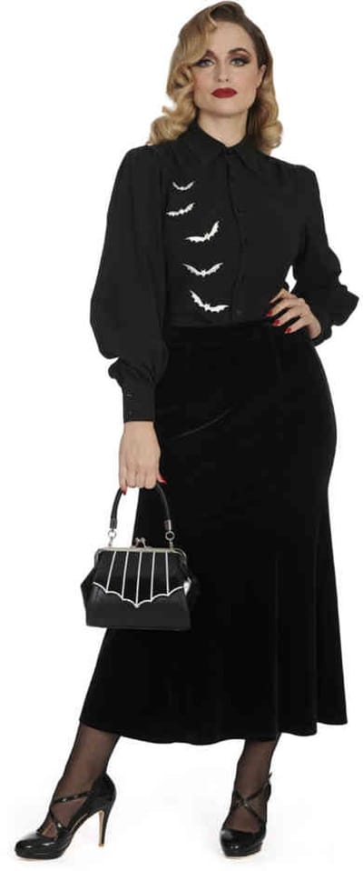 Banned - Betty Rock Peplum Kokerrok - M - Zwart