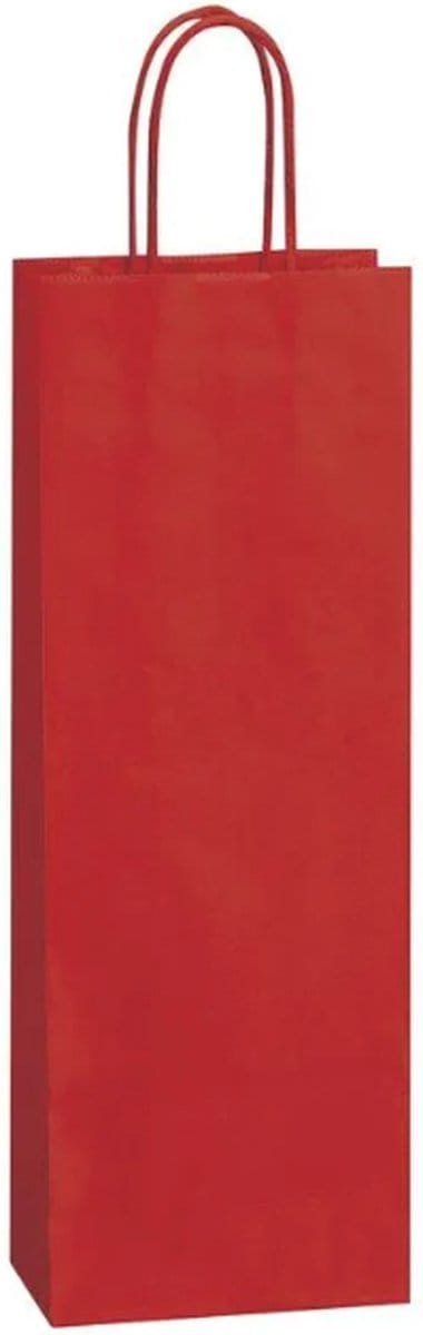 5 x Wijntas 14+8x39cm voor 1 Fles Rood /Flestas papier / Cadeauverpakking /draagtas voor Fles/wijn / Fleszak · Fles zak