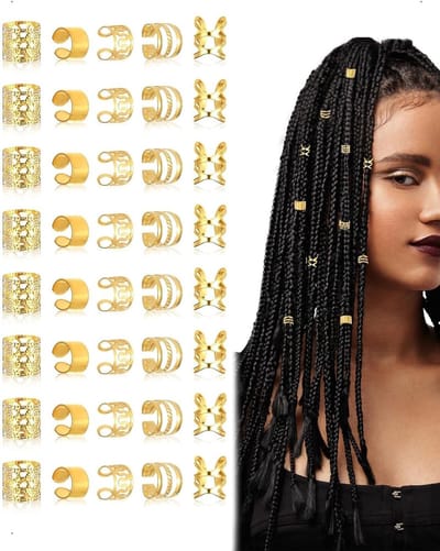 40 Stuks Dreadlocks Hangers Spiral Haarclips Metaal Spiral Kralen Diverse Stijlen Trendy Versiering voor Afro Haar en K-Pop Look