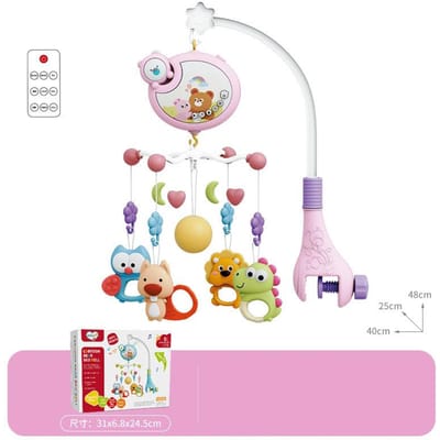 Babybedje Mobiel met Lichtjes Muziek Projectie Afstandsbediening Speelgoed voor Pasgeborene 0-6 Maanden Baby Bedje Mobiel