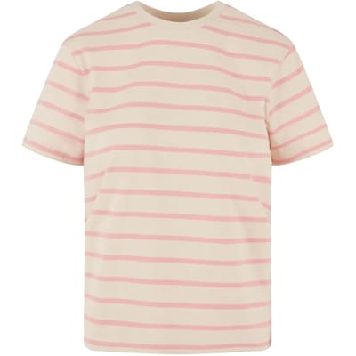 Urban Classics - Striped Boxy Dames T-shirt - L - Roze/Creme