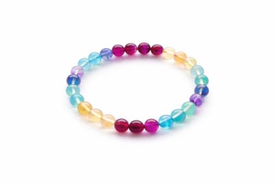 Fluoriet Armband – Natuurlijke Fluoriet armband - Elastische Armband - Fluoriet - Fluoriet Armband 17 cm – Natuurlijke Edelsteen Armband met 6 mm Kralen – Groen Paarse Fluoriet Kralenarmband – Elastische Edelsteen Armband voor Dames en Heren