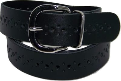 100% leer- 3 cm breed - Damesriem met gaatjes - Zwart - taillemaat 90 cm.