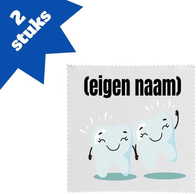Akyol - 2 tanden brillendoekjes - Tandarts - mondhygienist - met eigen naam - leuk cadeau voor iemand die tandarts is - cadeau - kado - 17,8 bij 17,8 cm - 2 stuks