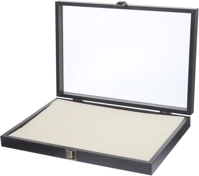 Sieraden Display Doos - Opbergkistje Medailles - Collectie Presenteren - Transparant Deksel - 35x24x5 cm - Zwart