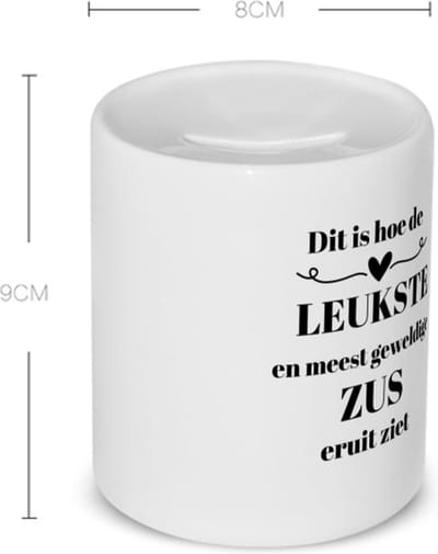 Akyol - dit is hoe de leukste en meest geweldige zus eruit ziet Spaarpot - Zus - meest leukste zus - verjaardag - cadeautje voor zus - zus artikelen - kado - geschenk - 350 ML inhoud