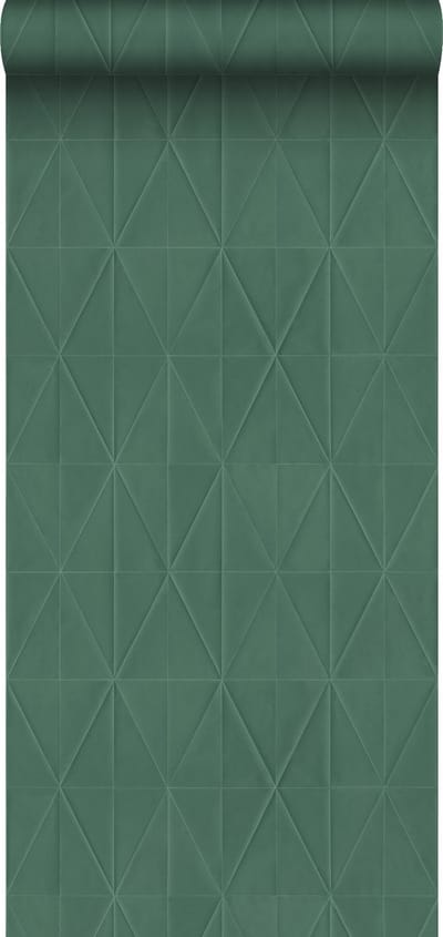 Origin Wallcoverings eco-texture vliesbehang origami motief donkergroen - 347859 - 0,53 x 10,05 m