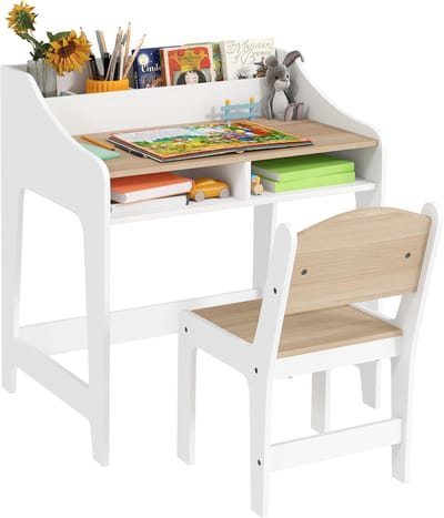AIYAPLAY Kinderstudiebureau met stoel MDF 60L x 48B x 68H cm Natuurhout