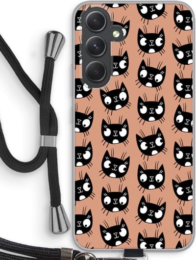 Case Company® - Hoesje met koord geschikt voor Samsung Galaxy A54 hoesje met Koord - Kat - Telefoonhoesje met Zwart Koord - Bescherming aan alle Kanten en Over de Schermrand