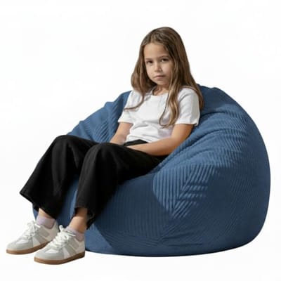 Zitzak Hoezen voor Kinderen en Volwassenen - Wasbare Ultra Zachte Corduroy met Stevige Rits - Klein 32x28" - Blauw