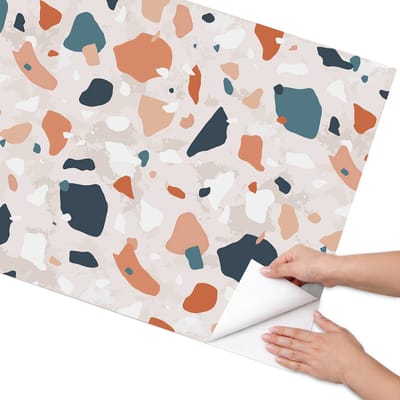 Coloray Meubel Wrap Folie - Oranje Meubelfolie - 75x150 cm - Wrapfolie Keuken Kleurrijk patroon - Decoratiefolie - Modern Meubelfolie - Meubel Wrap Folie - Woonkamer decoratie - Achtergronden en patronen